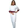 tessile astorino RICAMO GRATUITO - Divisa Cuoca Donna - Bianca e Bordeaux - 3PZ - Giacca, Pantalone e Grembiule - 100% Cotone - Completo per Cucina e Ristorante - Made in Italy (XXL)