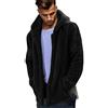 ShallGood Uomo Cappotto Autunno Inverno Casual in Pelliccia Sintetica Caldo Classico Felpe con Cappuccio Elegante Faux Maniche Lunghe Giacca Outwear con Tasche Nero Large
