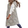 Kobilee Giubbino Smanicato Donna Lavoro Senza Maniche Lungo Giubbino Imbottita con Cappuccio Invernale Elegante Piumino Smanicato Giacca Gilet Leggero Trapuntato Caldo Cotone Gilet Giubbotto Smanicato