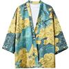 GURUNVANI Camicia da uomo a maniche corte giapponese Harajuku estiva giacca top camicie, Blu, XL
