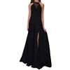 Onsoyours Vestiti da Cerimonia Donna Elegante Scollo A V Senza Maniche Maxi Abito Elegante Tulle Pizzo Abiti da Damigella Vestito Lungo da Sera Festa Cocktail N Azzurro 40