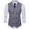 Legou Gilet a quadri da uomo Gilet doppiopetto alla moda aderente aderente, Grigio chiaro, M