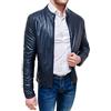 Evoga Giubbotto Giacca Uomo Ecopelle Blu Casual Giubbino Moto Slim Fit (S)