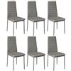 Drumm Sedie per sala da pranzo Set di 6,Dining Chairs Moderne,Sedie da pranzo con schienale alto, finto leather, gambe in metallo, sedile imbottito spesso (6, grigio)