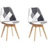 BenyLed - Set di 2 sedie per sala da pranzo in tessuto, sedie da cucina scandinave in lino con gambe in faggio (nero)