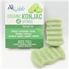 EFFILAB Spugna di Konjac Bio per il corpo associata al tè verde | Set di 2 spugne per il corpo | Spugna vegetale naturale detergente..