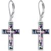 YFN Orecchini Croce Argento Sterling Abalone Conchiglia Orecchini Pendenti Goccia Orecchini Gioielli Regali per le Donna