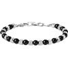 GAVU Bracciale da Uomo con Perline di Tormalina Nera e Pepite Quadrate di Acciaio Inossidabile, Bracciale Pietre Dure e Acciaio Inox da Uomo