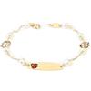 Monde Petit Bracciale Ragazza Oro Giallo 18K Personalizzata Schiava Farfalla Perla 3,5 mm Brillante 13 cm - Certificato di garanzia - 1227