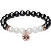 COAI Bracciale Loto Unisex con Perle in Tormalina Nera e Pietra di Luna