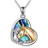 YFN Collana con Ragazza e Cavallo per Ragazze Gioielli in Argento Sterling per Cavalli Regali per Cavalli per Donne (Gold-Abalone)