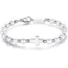 GAVU Bracciale da Uomo e da Donna con Perle di Conchiglia e Acciaio Inox con Charm Croce M