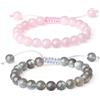 COAI Set Coppia di Bracciali in Quarzo Rosa e Labradorite, Bracciali in Pietre Naturali