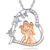 CELESTIA Collana Mamma e 2 Figlie Ciondolo Cuore Argento Sterling 925 e Oro Rosa Gioielli Regalo per Mamme, Festa della Mamma, Compleanno
