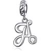 LaMenars Ciondolo con Lettera Dell'alfabeto in Argento Sterling 925 Charm Bead con A alla Z Pendente con Zirconia Cubica Compatibile con Pandora e Europei Bracciale Collane da Donna (Letter A)