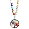 COAI Collana per Uomo e Donna in Amazzonite Sfaccetata Multicolore con Ciondolo Albero della Vita e Pietre Sette Chakra