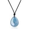COAI Collana di Pelle Unisex con Ciondolo Pendente Goccia d'Acqua di Acquamarina Naturale, Collana Acquamarina da Uomo e da Donna