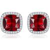 Diamond Treats Orecchini Donna in Argento Sterling 925, Orecchini Taglio Cuscino con Pietre Zirconi Rosso Rubino, Orecchini Rossi Donna in Argento 925 con una Confezione Regalo