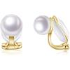 PHNIBIRD Orecchini Clip Donna con Non Perforato Oro Orecchini Perle di a Clip Comodo e Indolore Semplice Stil per Adatto Per l'uso Quotidiano
