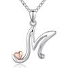CELESTIA Donna Collana Iniziali Lettera M, Alfabeto e Cuore Ciondolo Gioielli di Argento Sterling 925 e Oro Rosa Regalo Personalizzato Donna