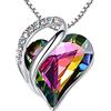 Leafael San Valentino Collana Donna Cuore con Pietra di Nascita, Ciondolo Cristallo Birthstone, Catena con Pendente Elegante, Confezione Regalo Inclusa