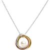 Secret & You Collana con collana di perle d'acqua dolce coltivate e pendente in argento 925 millesimo - Tre anelli placcati in oro Perla rotonda da 5 a 5,5 mm - 40 o 45 cm di lunghezza.