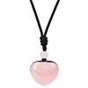 COAI Pendente Cuore in Pietre Naturali Benefiche, Collana Pendente da Donna con Laccio Regolabile