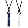 COAI Coppia di Collane in Vera Pelle con Pendenti Barra Rettangolare in Howlite e Sodalite