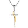fish Collana Con Croce In Argento Sterling Con Ciondolo Placcato Oro Per Bambini E Ragazzi