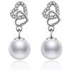 Abiguell - Set di orecchini da donna in argento Sterling 925 con perla Swarovski, a forma di cuore, con elegante confezione regalo