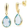 Miore Orecchini Donna Pendenti Topazio Blu Oro Giallo 14 Kt / 585