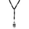 GAVU Collana Teschio da Uomo, Collana a Y Rosario da Uomo di Onice Opaco ed Ematite con Ciondolo Teschio in Acciaio Inox