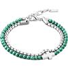 GAVU Bracciale Croce da Uomo con Doppio Filo di Perline di Pietre Naturali e Acciaio Inossidabile, Bracciale da Uomo con Charm Croce, Regalo Cresima