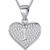 MASADA Collana in Argento 925 - Ciondolo Lettera I a forma di cuore Iniziale con Pietre Zircone - Iniziali Nome per Donna Ragazza - Catena 46 cm Confezione Borsa in Velluto