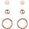 BONNYBIRD® Set Orecchini Donna Oro Rosa Acciaio Chirurgico Inossidabile Inox Anallergici Ipoallergici Senza Nichel Free Piccoli Gioielli Impermeabile Placcati Placcato