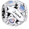 NINGAN Gennaio-dicembre Pietra natale in argento sterling 925 Perline vuote in oro rosa e argento Adatto per braccialetti da donna