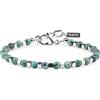 GAVU Bracciale da Uomo Acciaio Inox e Pietre Naturali, Bracciale di Perline di Turchese Africano e Pepite Quadrate di Acciaio Inox da Uomo