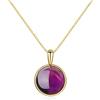 COAI Collana con Ciondolo Circolare in Ametista, Collana Pendente da Donna in Argento 925 Placcato Oro