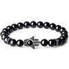 COAI Bracciale Mano di Fatima Unisex con Perle di Tormalina Nera