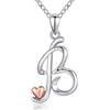 CELESTIA Donna Collana Iniziali Lettera B, Alfabeto e Cuore Ciondolo Gioielli di Argento Sterling 925 e Oro Rosa Idee Regalo Donna Compleanno Natale Promessa