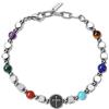 GAVU Bracciale di Pietre Naturali Pepite e Perle di Acciaio Inox con Charm Croce da Uomo