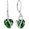 YL Orecchini Cuore in argento 925 conI love you forever Orecchini da donna con pietra portafortuna Smeraldo