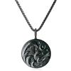 COAI Collana in Acciaio Inox con Pendente in Ossidiana Intarsiato con Motivo Onde e Notte Stellata