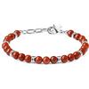 GAVU Bracciale da Uomo in Acciaio Inossidabile con Perline di Pietra Dura Diaspro Rosso