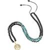 COAI Collana 108 Perle Mala con Amuleto Albero della Vita, Collana Regolabile in Ossidiana e Turchese Africano