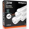 Eurocali Tubo LED 150 cm 20W in VETRO 2100 lumen Bianco Naturale 4000K - Sostituzione Neon T8 - Pacco da 5 tubi