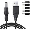 Ancable Cavo USB a DC da 1M, cavo di alimentazione universale USB 2.0 A maschio a DC 5,5 x 2,1 mm, con connettori da 2,5 x 0,7 mm, 3,5 x 1,35 mm, 4,0 x 1,7 mm, 5,5 x 2,5 mm, 3,0 x 1,0 mm