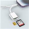 ROCKETEK Lettore di schede SD per iPhone/iPad, Lightning + porta USB C a lettore di schede SD/TF Adattatore Lettore di schede di memoria per Micro SDXC, Micro SDHC, SD, SDXC,SDHC,per iPhone/iPad/MacBook