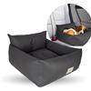 Ligo Dafne - Seggiolino auto per cani,Seggiolino da viaggio artigianale italiano per cani,tessuto similpelle vellutata di alta qualità. Per cani di piccola e media taglia. (GRIGIO SCURO, M)