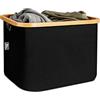 HENNEZ - Cesto portabiancheria nero 40L - Cesta portabiancheria - Portabiancheria salvaspazio - Portabiancheria sporca - Cesto portaoggetti - Porta biancheria sporca per bagno - Cestone portagiochi